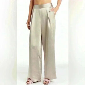 DREW Wide Leg Straight Pants in Light Beige